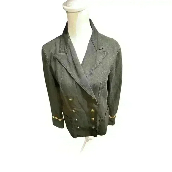 POLO by Ralph Lauren Black Cotton/Linen Military Jacket Coat Blazer Size 8 - Picture 5 of 16